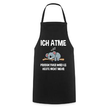 Ich atme produktiver wird es heute nicht mehr BärD - Kochschürze - Schwarz - Vorne - AI Model Male 185 dark (185cm)