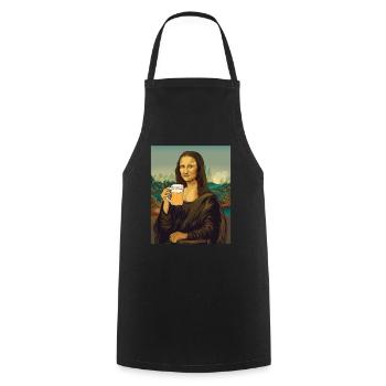 Mona Lisa mit Bier Krug Leonardo Da Vinci Alkohol - Kochschürze - Schwarz - Vorne - AI Model Male 185 dark (185cm)