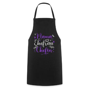 Mama Ehefrau Chefin Herz Muttertag Geschenk - Kochschürze - Schwarz - Vorne - AI Model Male 185 dark (185cm)