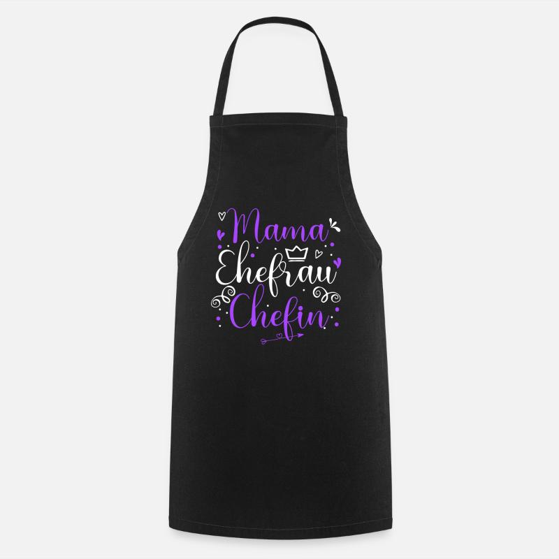 Mama Ehefrau Chefin Herz Muttertag Geschenk - Kochschürze - Schwarz