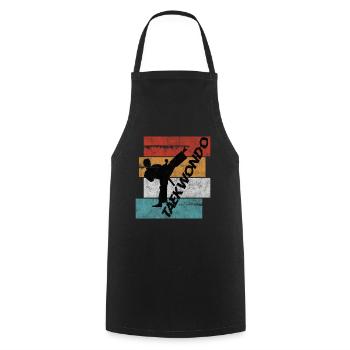 Taekwondo Kick Martial Arts Retro Style - Cooking Apron - black - Front - AI Model Male 185 dark (185cm)