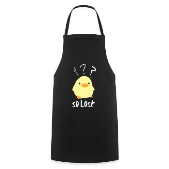 Idée cadeau mignonne de canard meme chick tellement perdu - Tablier de cuisine - noir - Devant - AI Model Male 185 dark (185cm)