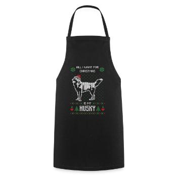all i want ugly christmas is amy husky cadeau - Tablier de cuisine - noir - Devant - AI Model Male 185 dark (185cm)