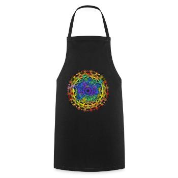 Mandala spirituel vibrant avec des couleurs vives - Tablier de cuisine - noir - Devant - AI Model Male 185 dark (185cm)