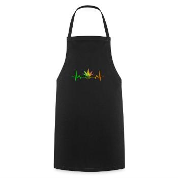 Cannabis battement de coeur feuille de chanvre marijuana - Tablier de cuisine - noir - Devant - AI Model Male 185 dark (185cm)