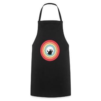 Pew Pew Cat Crazy Cat Drôle - Tablier de cuisine - noir - Devant - AI Model Male 185 dark (185cm)