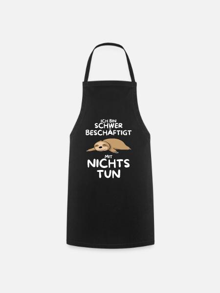 Süßes Faultier Spruch Schlafanzug Pyjama Nachthemd - Kochschürze - Schwarz