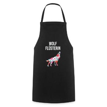 Wolf Flüsterin Blumen Rosen jaulender Wolf Natur - Kochschürze - Schwarz - Vorne - AI Model Male 185 dark (185cm)