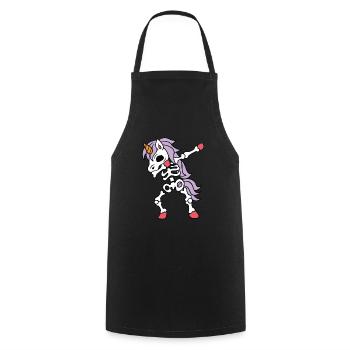 Dabbing Unicorn Skeleton Halloween Skeleton Unicorn - Cooking Apron - black - Front - AI Model Male 185 dark (185cm)