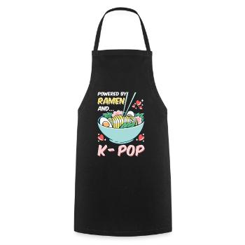 Powered by Ramen and Kpop k-pop Geschenk Spruch - Kochschürze - Schwarz - Vorne - AI Model Male 185 dark (185cm)