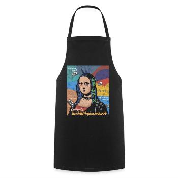 Pop Art Mona Lisa Entertainment Leonardo Da Vinci - Tablier de cuisine - noir - Devant - AI Model Male 185 dark (185cm)