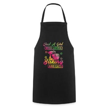 Just A Girl Who Loves Baking And Cats Vintage - Kochschürze - Schwarz - Vorne - AI Model Male 185 dark (185cm)