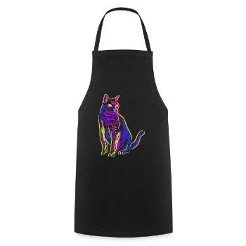 Neon Art Cat - Neon Cat Cat Cat Lover - Cooking Apron - black - Front - AI Model Male 185 dark (185cm)