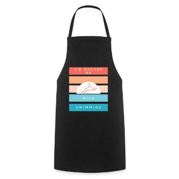 I'd rather be wild swimming vintage retro design - Cooking Apron - black - Front - AI Model Male 185 dark (185cm)