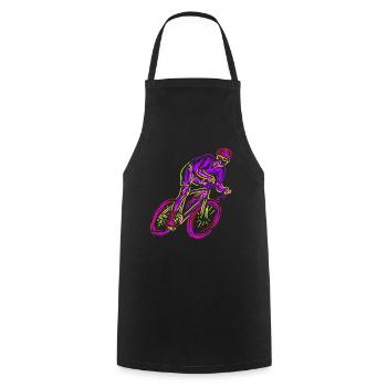 Neon Road Bike Rider Neon Art Bicycle Cycling - Cooking Apron - black - Front - AI Model Male 185 dark (185cm)