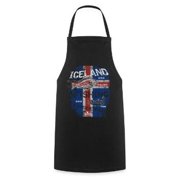 Iceland Fishing Flag Fishing Fish Design - Cooking Apron - black - Front - AI Model Male 185 dark (185cm)