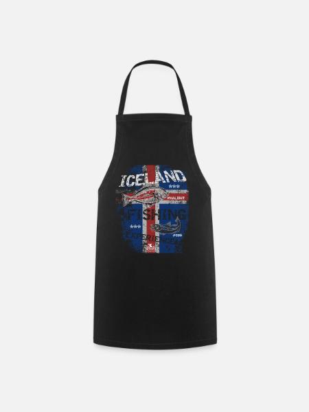 Islande Drapeau de pêche Pêche Poisson Design - Tablier de cuisine - noir