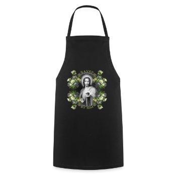 Jesus Christ with vintage roses - Cooking Apron - black - Front - AI Model Male 185 dark (185cm)