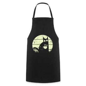 Kaffeekatze Retro Katze Kaffee - Kochschürze - Schwarz - Vorne - AI Model Male 185 dark (185cm)