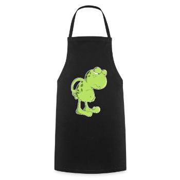 Grenouille crapaud paresseux dessin animé amphibien matin - Tablier de cuisine - noir - Devant - AI Model Male 185 dark (185cm)