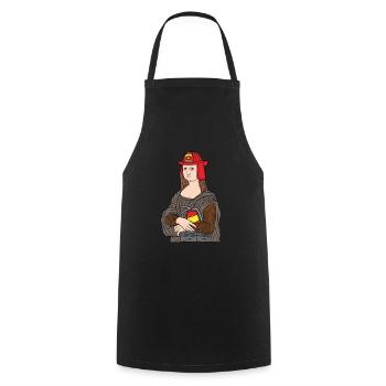 Mona Lisa fireman firewoman funny firefighter gift - Tablier de cuisine - noir - Devant - AI Model Male 185 dark (185cm)