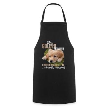 Golden-Retriever, lustiger Spruch - Kochschürze - Schwarz - Vorne - AI Model Male 185 dark (185cm)