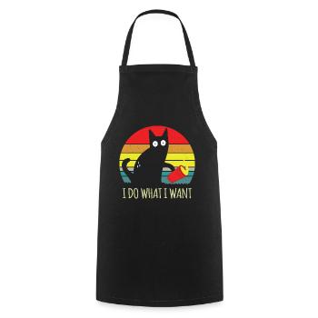 I Do What I Want Cat - Cooking Apron - black - Front - AI Model Male 185 dark (185cm)