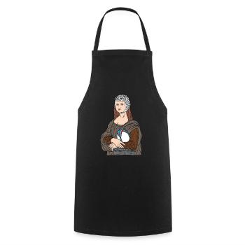 Mona Lisa liebt Rugby - Kochschürze - Schwarz - Vorne - AI Model Male 185 dark (185cm)