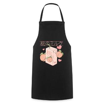 Japanischer Pfirsich Saft retro Anime Design - Kochschürze - Schwarz - Vorne - AI Model Male 185 dark (185cm)