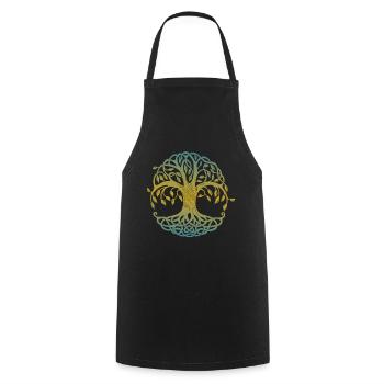 Tribal Yggdrasil Tattoo Wikinger Design Baum - Kochschürze - Schwarz - Vorne - AI Model Male 185 dark (185cm)