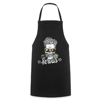 Servus Totenkopf Bayern Tirol Tracht - Kochschürze - Schwarz - Vorne - AI Model Male 185 dark (185cm)