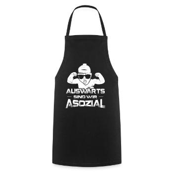 Auswärts sind wir asozial Ultras Fußball Fan Kurve - Kochschürze - Schwarz - Vorne - AI Model Male 185 dark (185cm)