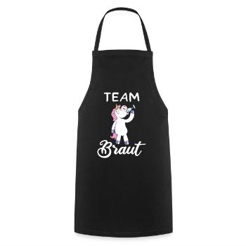 Team Braut Einhorn JGA Junggesellinnenabschied - Kochschürze - Schwarz - Vorne - AI Model Male 185 dark (185cm)