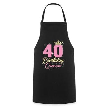 Birthday Queen 40. Geburtstag - Kochschürze - Schwarz - Vorne - AI Model Male 185 dark (185cm)