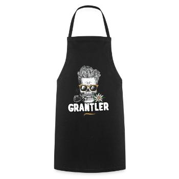 Grantler Totenkopf Bayern Bua Bayrischer Dialekt - Kochschürze - Schwarz - Vorne - AI Model Male 185 dark (185cm)