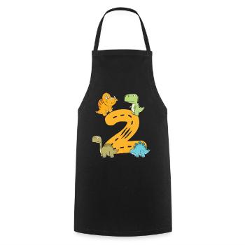 2 ans jeune dinosaure dino anniversaire - Tablier de cuisine - noir - Devant - AI Model Male 185 dark (185cm)