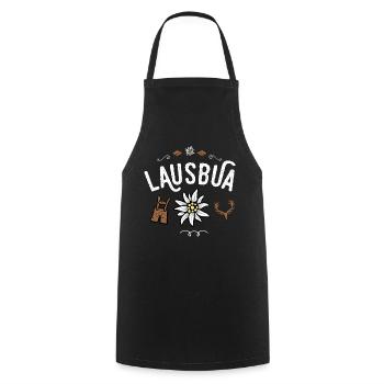 Lausbua Bayrischer Bua Ersatz Tracht Lederhose - Kochschürze - Schwarz - Vorne - AI Model Male 185 dark (185cm)