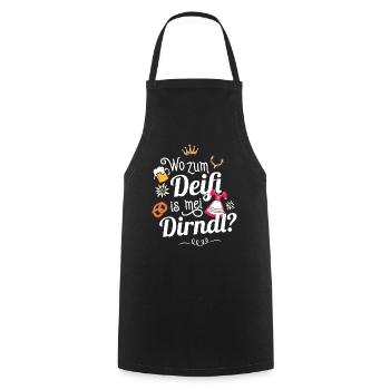 Damen Trachtenshirt Tracht Frauen Deifi Mei Dirndl - Kochschürze - Schwarz - Vorne - AI Model Male 185 dark (185cm)