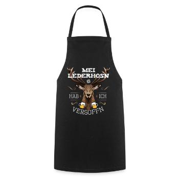 Mei Lederhosn hab i versoffn Tracht Saufen Bayern - Kochschürze - Schwarz - Vorne - AI Model Male 185 dark (185cm)