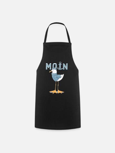 Möwe Moin Norddeutsch cooles Fischer Geschenk - Kochschürze - Schwarz