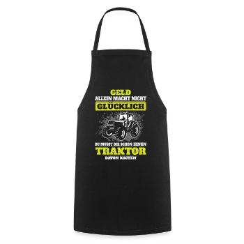 Money Alone Power Not Happy Tractor Buy - Cooking Apron - black - Front - AI Model Male 185 dark (185cm)