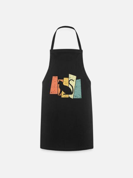 Rétro Cat Sunset Cats Vintage - Tablier de cuisine - noir