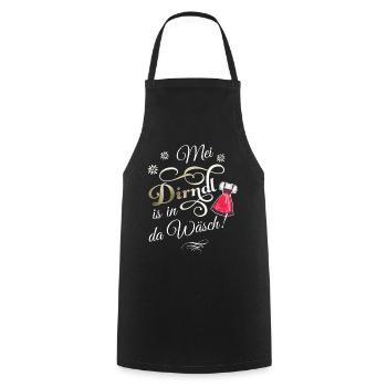 Mei Dirndl is in da Wäsch - Kochschürze - Schwarz - Vorne - AI Model Male 185 dark (185cm)