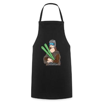 Mona Lisa Skier Leonardo Da Vinci Ski Hiver - Tablier de cuisine - noir - Devant - AI Model Male 185 dark (185cm)