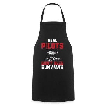 Real Pilots Don't Need Runways Helicopter - Cooking Apron - black - Front - AI Model Male 185 dark (185cm)