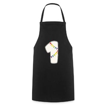1 anniversaire 1 année nombre 1 fille arc-en-ciel - Tablier de cuisine - noir - Devant - AI Model Male 185 dark (185cm)
