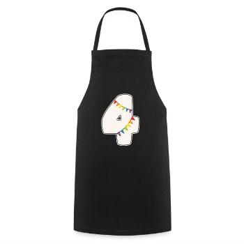 4 Birthday 4 years Number 4 Girls Rainbow - Cooking Apron - black - Front - AI Model Male 185 dark (185cm)