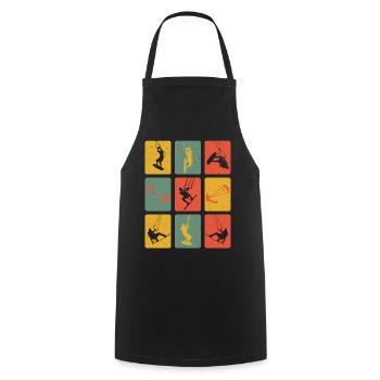Retro Kite Surfer Kitsurfing Kiter Water Sports - Cooking Apron - black - Front - AI Model Male 185 dark (185cm)