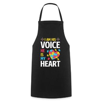 I Am His Voice Autism Awareness Yellow Ribbon - Cooking Apron - black - Front - AI Model Male 185 dark (185cm)
