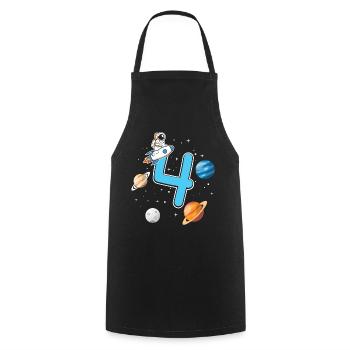 Birthday 4 years astronaut rocket 4th birthday - Cooking Apron - black - Front - AI Model Male 185 dark (185cm)
